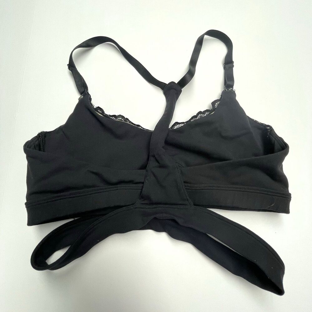 Bombshell Sportswear Bra Top Black Lace Waist Band Pullover Adjustable Size M - Picture 4 of 7